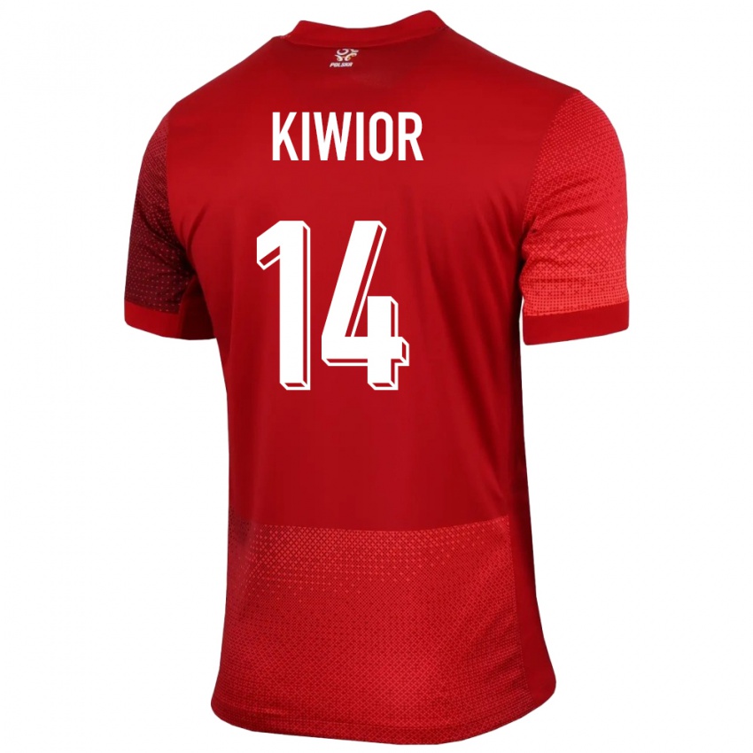 Herren Polen Jakub Kiwior #14 Rot Auswärtstrikot Trikot 24-26 T-Shirt