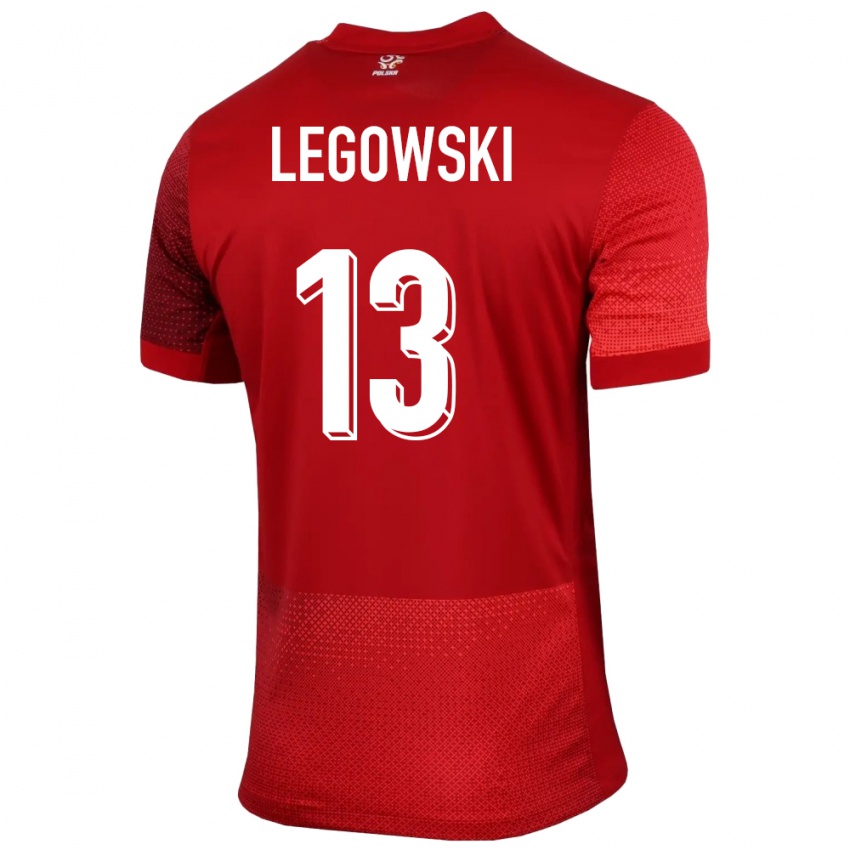 Herren Polen Mateusz Legowski #13 Rot Auswärtstrikot Trikot 24-26 T-Shirt