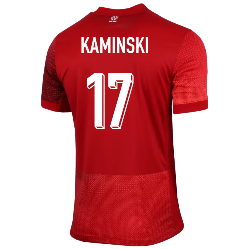 Herren Polen Jakub Kaminski #17 Rot Auswärtstrikot Trikot 24-26 T-Shirt