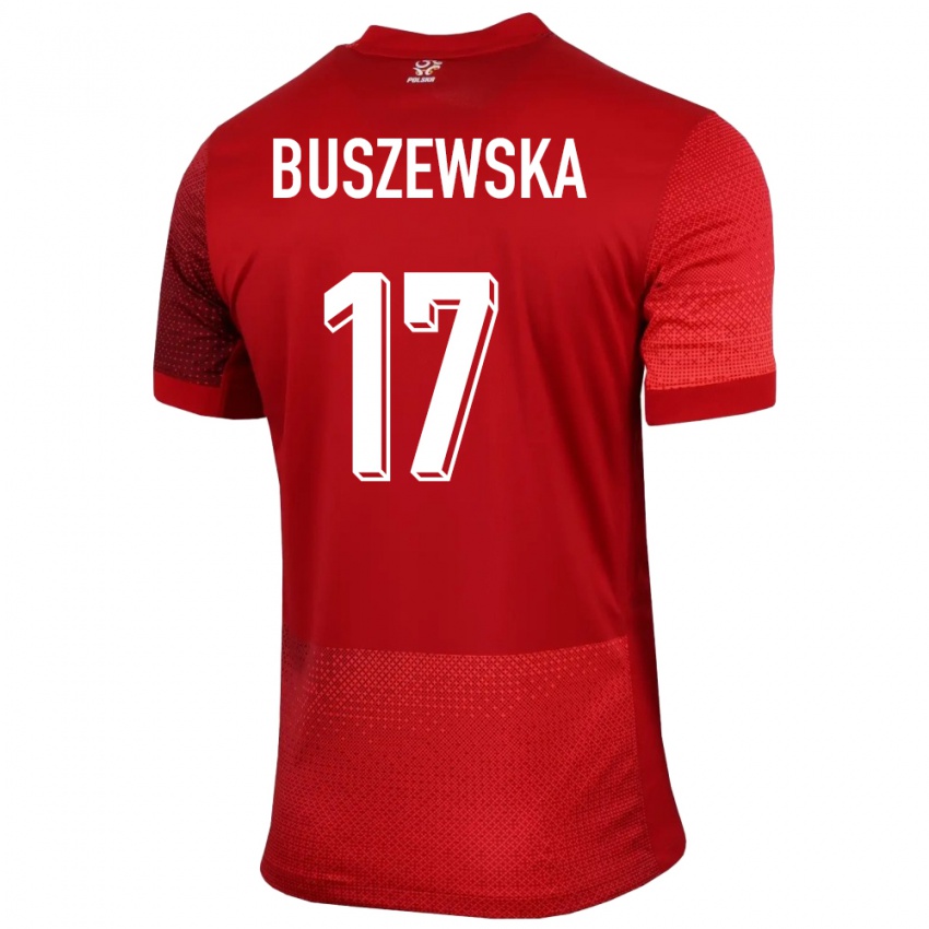 Herren Polen Zofia Buszewska #17 Rot Auswärtstrikot Trikot 24-26 T-Shirt