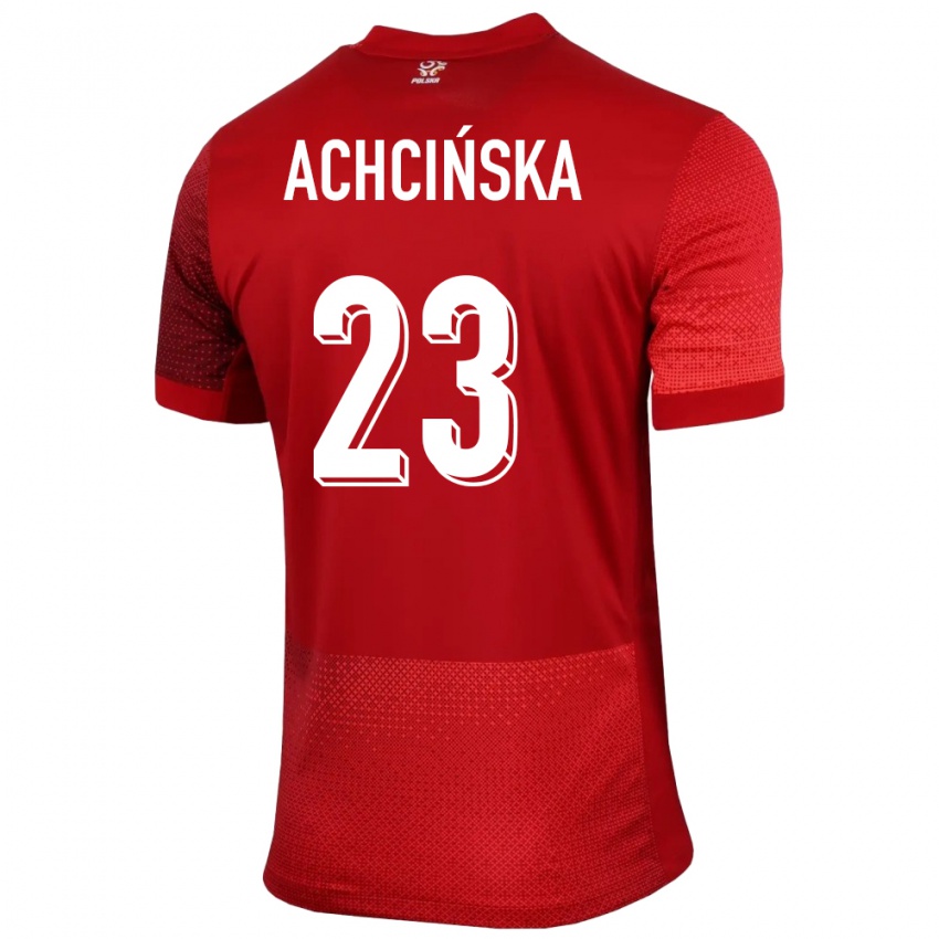 Herren Polen Adriana Achcinska #23 Rot Auswärtstrikot Trikot 24-26 T-Shirt