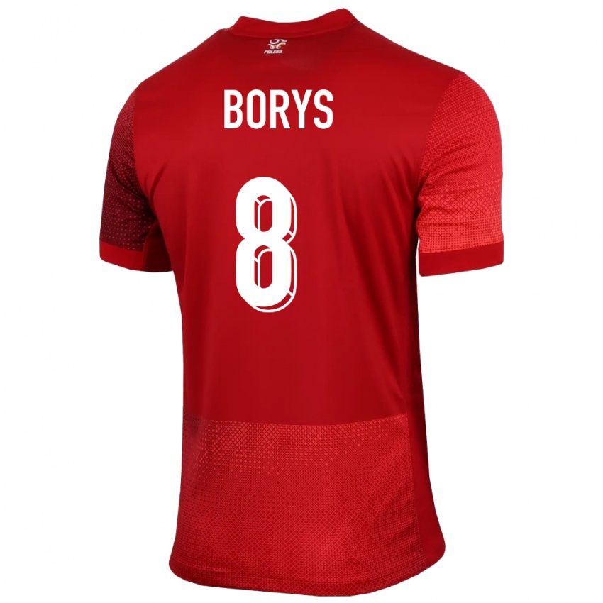 Herren Polen Karol Borys #8 Rot Auswärtstrikot Trikot 24-26 T-Shirt