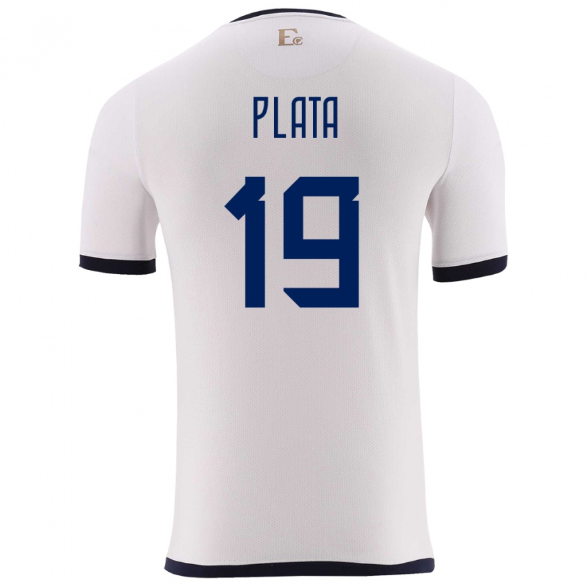 Herren Ecuador Gonzalo Plata #19 Weiß Auswärtstrikot Trikot 24-26 T-Shirt