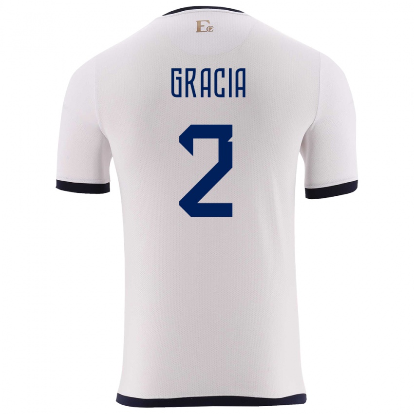 Herren Ecuador Ericka Gracia #2 Weiß Auswärtstrikot Trikot 24-26 T-Shirt