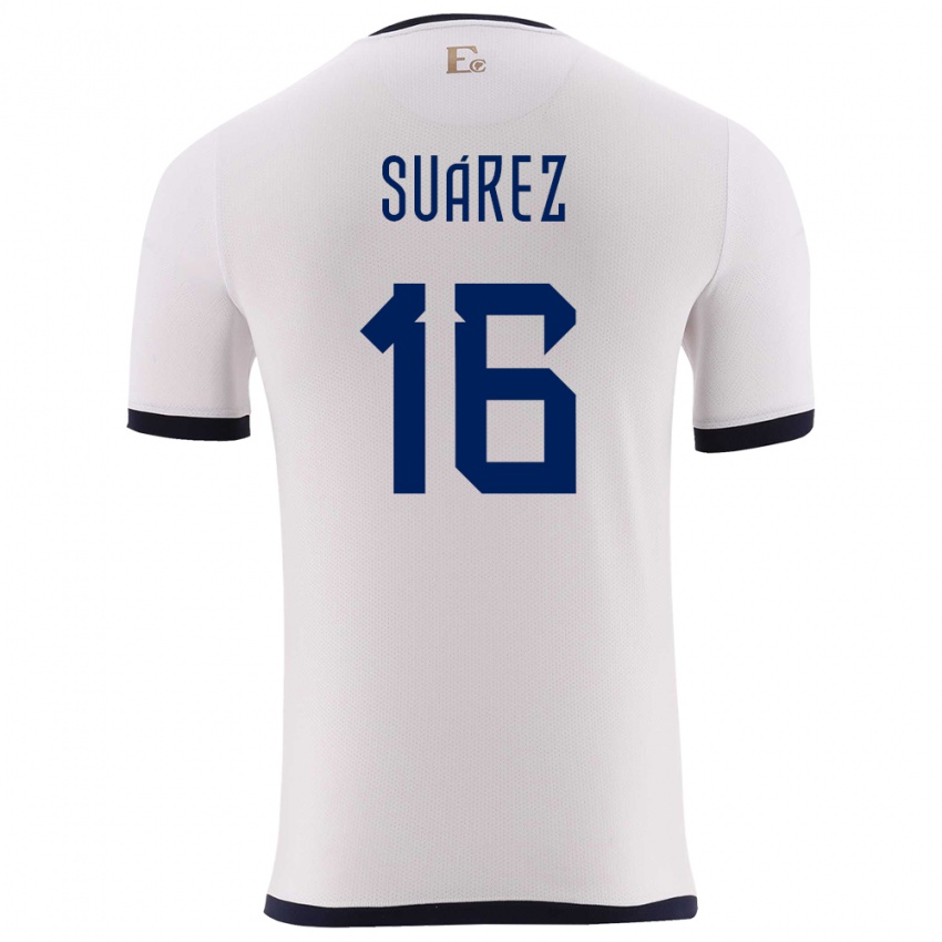 Herren Ecuador Ariel Suarez #16 Weiß Auswärtstrikot Trikot 24-26 T-Shirt