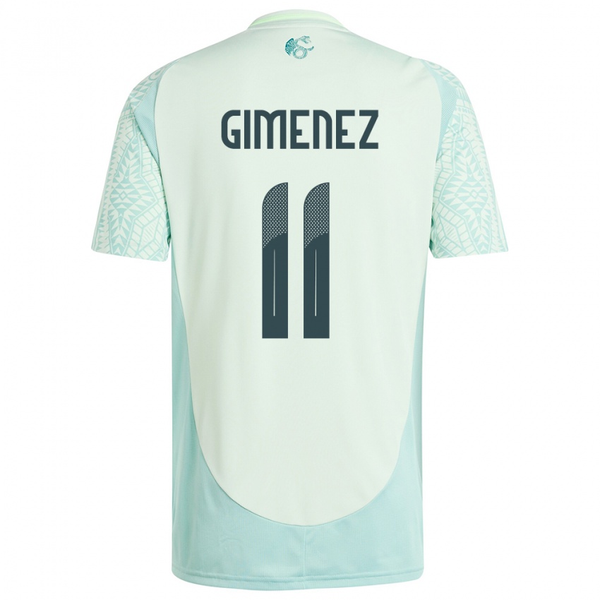 Herren Mexiko Santiago Gimenez #11 Leinengrün Auswärtstrikot Trikot 24-26 T-Shirt