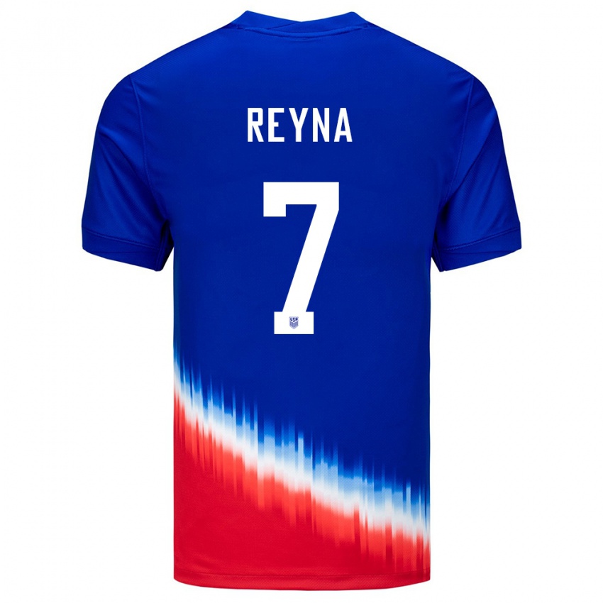 Herren Vereinigte Staaten Giovanni Reyna #7 Blau Auswärtstrikot Trikot 24-26 T-Shirt