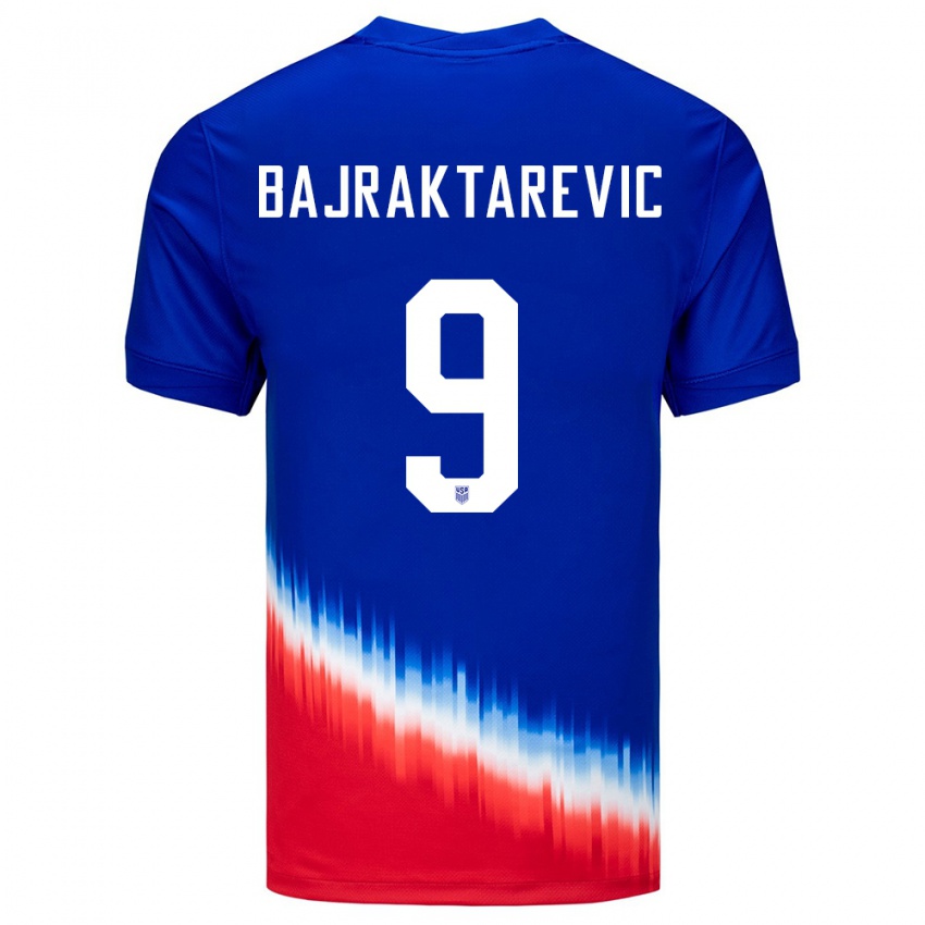 Herren Vereinigte Staaten Esmir Bajraktarevic #9 Blau Auswärtstrikot Trikot 24-26 T-Shirt