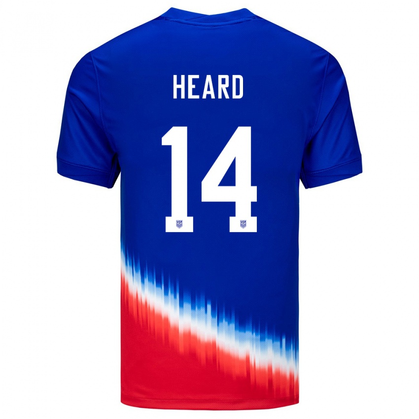 Herren Vereinigte Staaten Aaron Heard #14 Blau Auswärtstrikot Trikot 24-26 T-Shirt