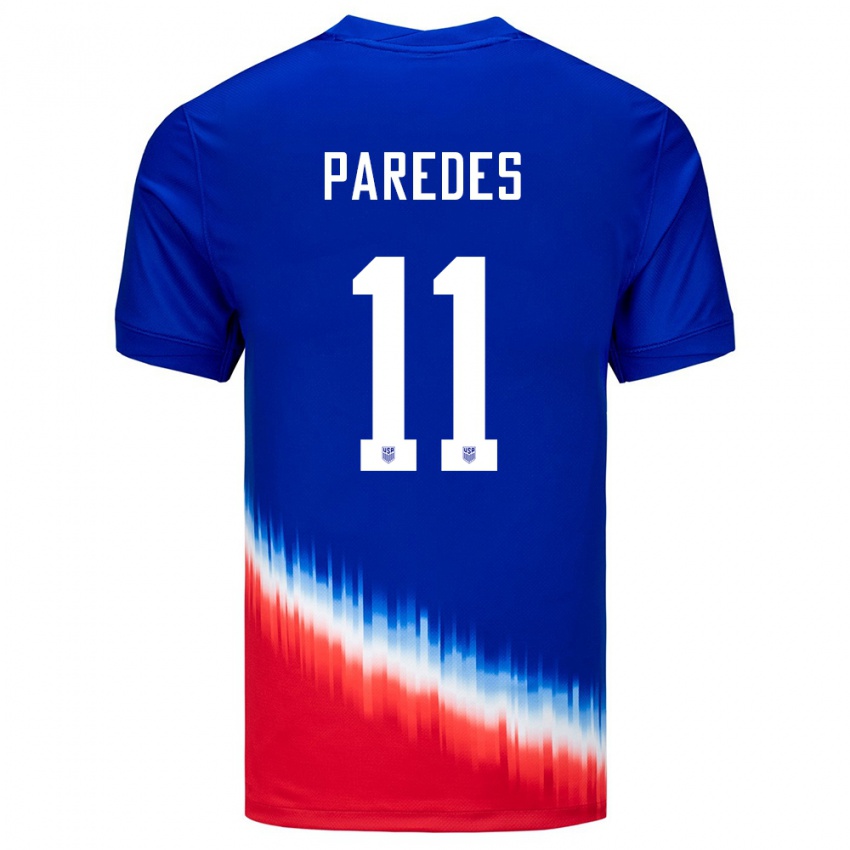 Herren Vereinigte Staaten Kevin Paredes #11 Blau Auswärtstrikot Trikot 24-26 T-Shirt