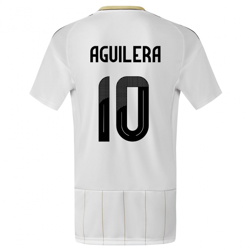 Herren Costa Rica Brandon Aguilera #10 Weiß Auswärtstrikot Trikot 24-26 T-Shirt