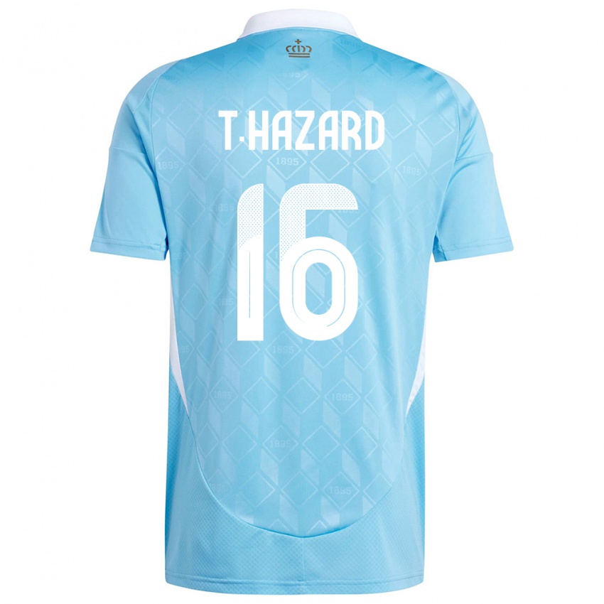 Herren Belgien Thorgan Hazard #16 Blau Auswärtstrikot Trikot 24-26 T-Shirt