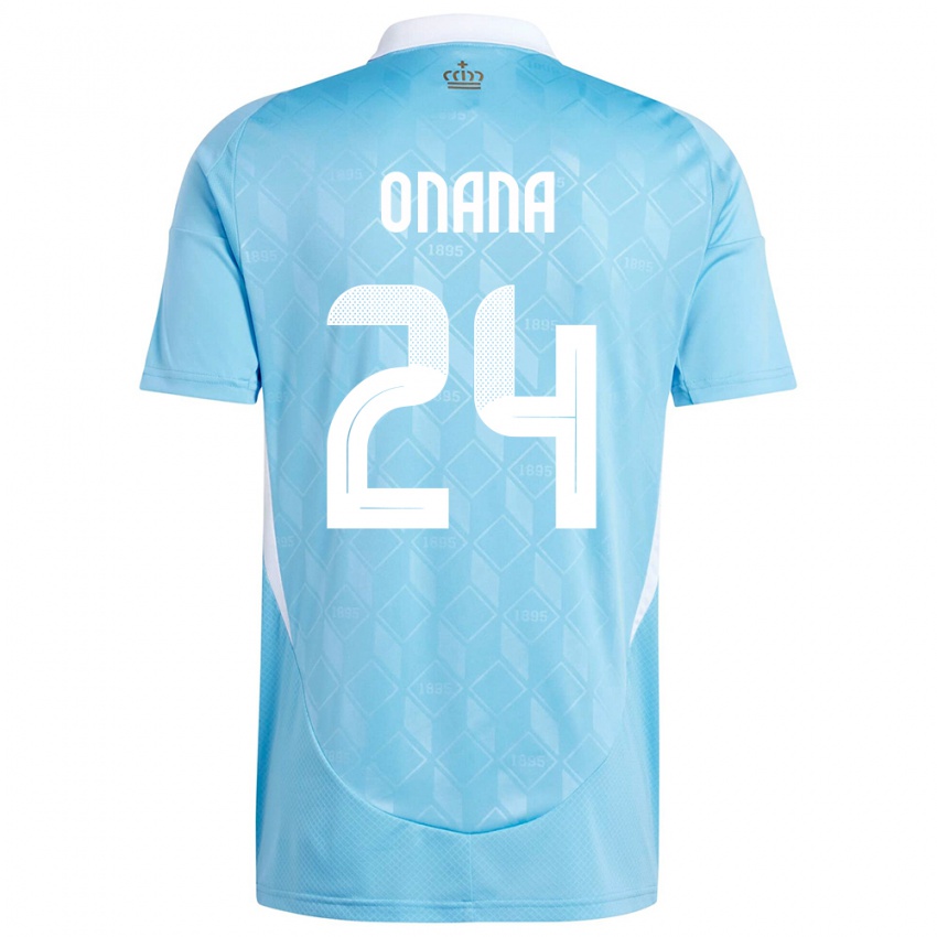 Herren Belgien Amadou Onana #24 Blau Auswärtstrikot Trikot 24-26 T-Shirt