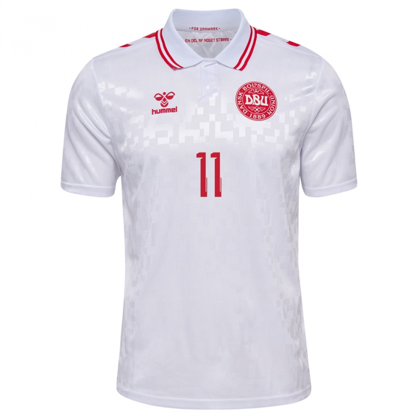 Herren Dänemark Andreas Skov Olsen #11 Weiß Auswärtstrikot Trikot 24-26 T-Shirt