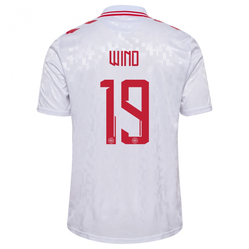 Herren Dänemark Jonas Wind #19 Weiß Auswärtstrikot Trikot 24-26 T-Shirt