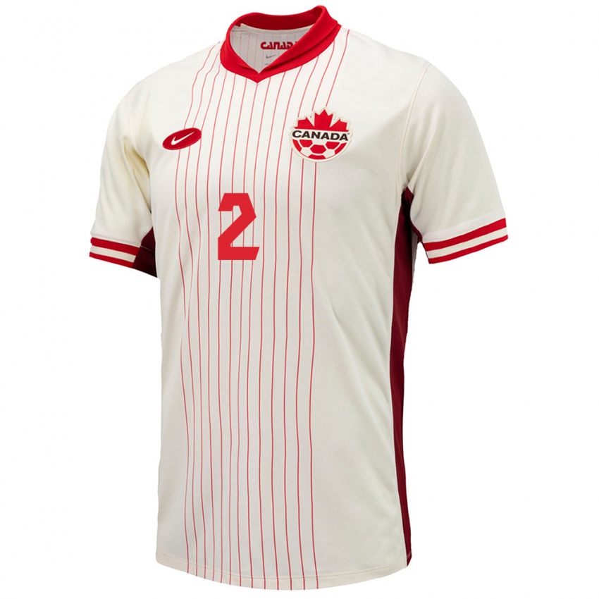 Herren Kanada Alistair Johnston #2 Weiß Auswärtstrikot Trikot 24-26 T-Shirt