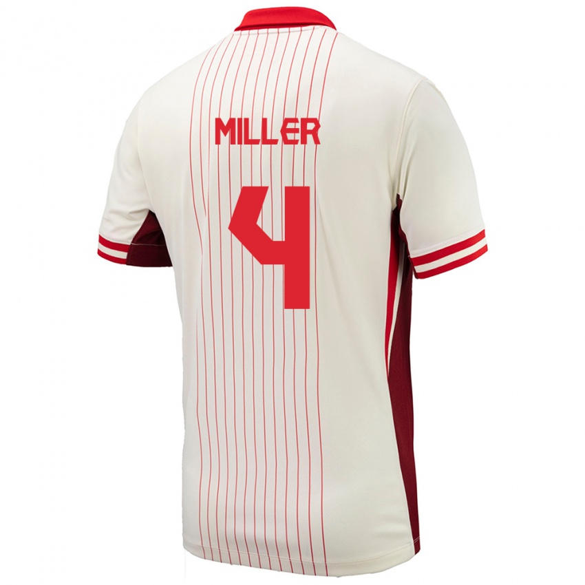 Herren Kanada Kamal Miller #4 Weiß Auswärtstrikot Trikot 24-26 T-Shirt