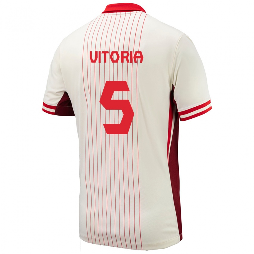 Herren Kanada Steven Vitoria #5 Weiß Auswärtstrikot Trikot 24-26 T-Shirt