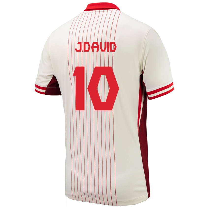 Herren Kanada Jonathan David #10 Weiß Auswärtstrikot Trikot 24-26 T-Shirt