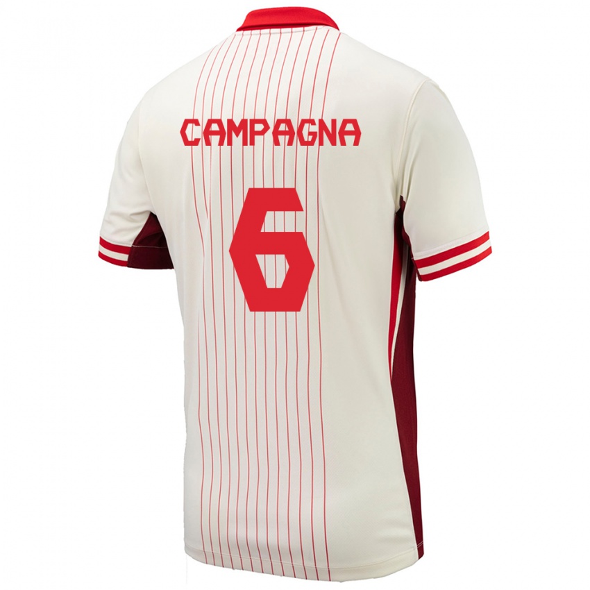 Herren Kanada Matteo Campagna #6 Weiß Auswärtstrikot Trikot 24-26 T-Shirt