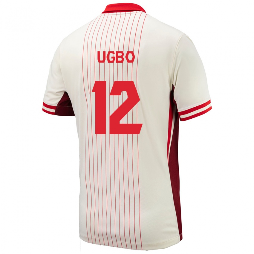 Herren Kanada Ike Ugbo #12 Weiß Auswärtstrikot Trikot 24-26 T-Shirt