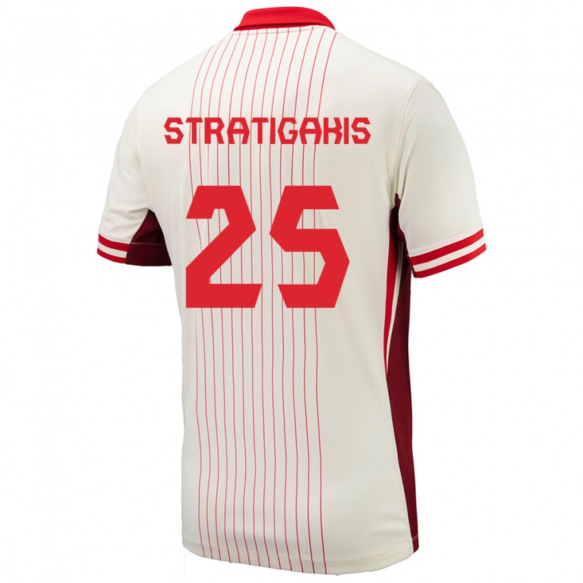 Herren Kanada Sarah Stratigakis #25 Weiß Auswärtstrikot Trikot 24-26 T-Shirt