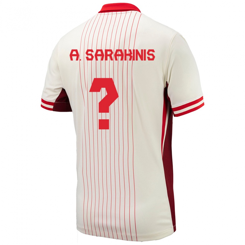 Herren Kanada Alexander Sarakinis #0 Weiß Auswärtstrikot Trikot 24-26 T-Shirt