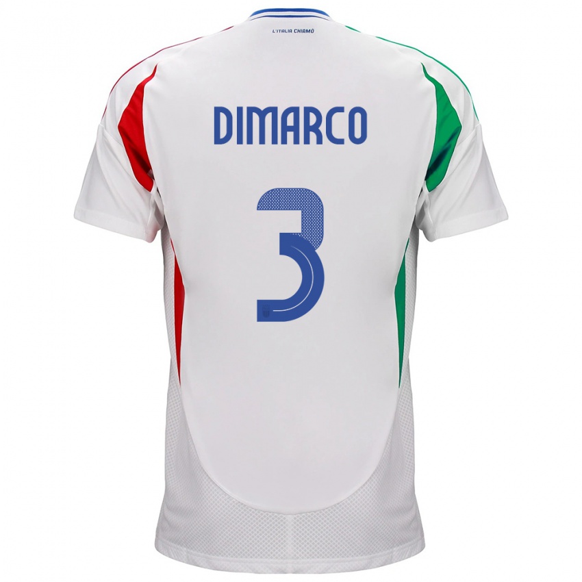 Herren Italien Federico Dimarco #3 Weiß Auswärtstrikot Trikot 24-26 T-Shirt