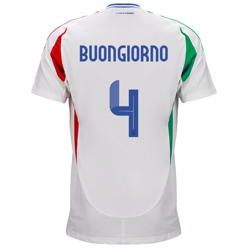 Herren Italien Alessandro Buongiorno #4 Weiß Auswärtstrikot Trikot 24-26 T-Shirt