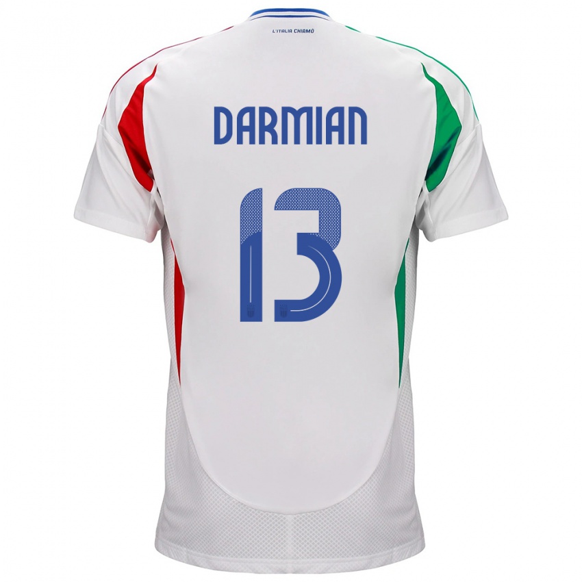 Herren Italien Matteo Darmian #13 Weiß Auswärtstrikot Trikot 24-26 T-Shirt