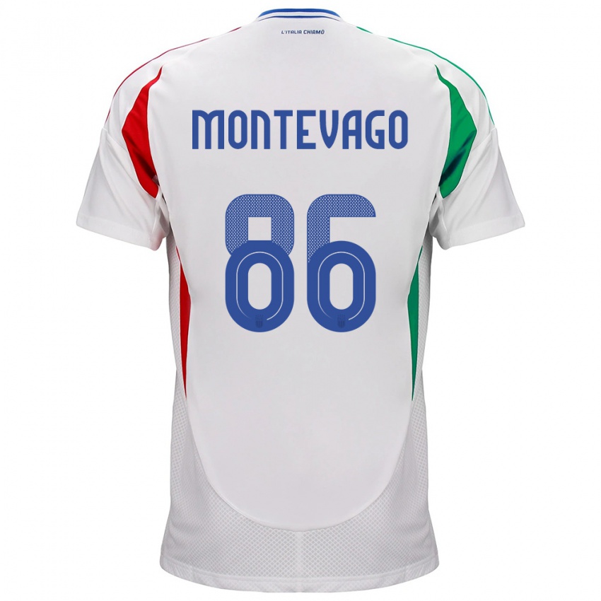 Herren Italien Daniele Montevago #86 Weiß Auswärtstrikot Trikot 24-26 T-Shirt