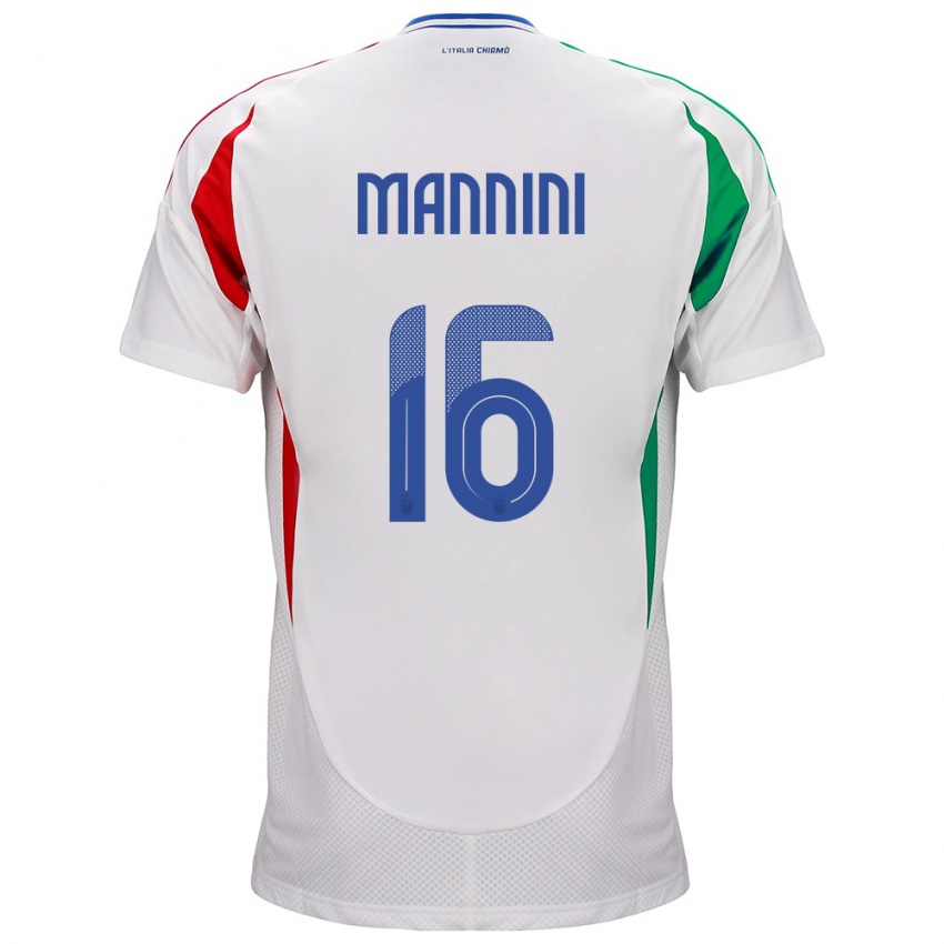 Herren Italien Mattia Mannini #16 Weiß Auswärtstrikot Trikot 24-26 T-Shirt