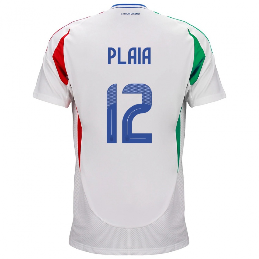 Herren Italien Francesco Plaia #12 Weiß Auswärtstrikot Trikot 24-26 T-Shirt