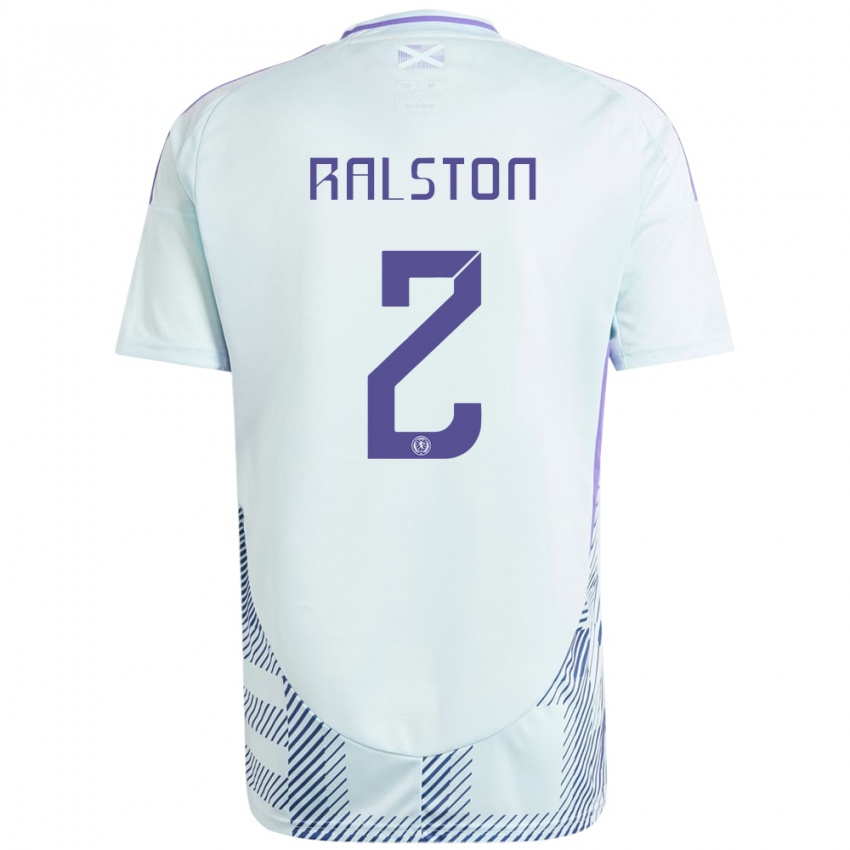 Herren Schottland Anthony Ralston #2 Helles Mintblau Auswärtstrikot Trikot 24-26 T-Shirt