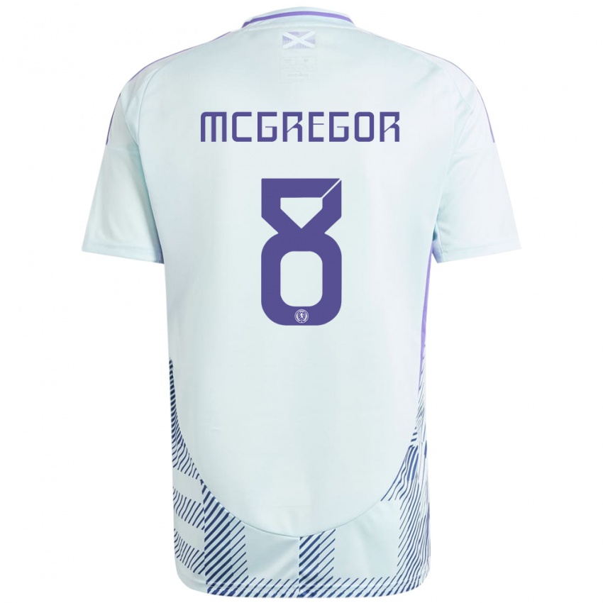 Herren Schottland Callum Mcgregor #8 Helles Mintblau Auswärtstrikot Trikot 24-26 T-Shirt