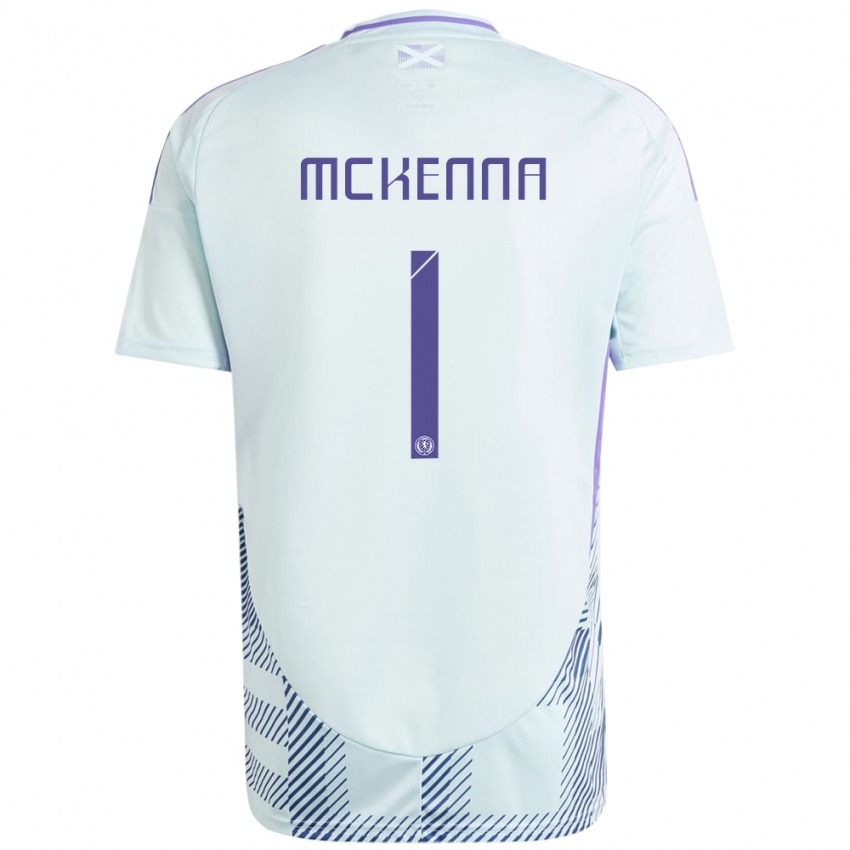 Herren Schottland Callan Mckenna #1 Helles Mintblau Auswärtstrikot Trikot 24-26 T-Shirt