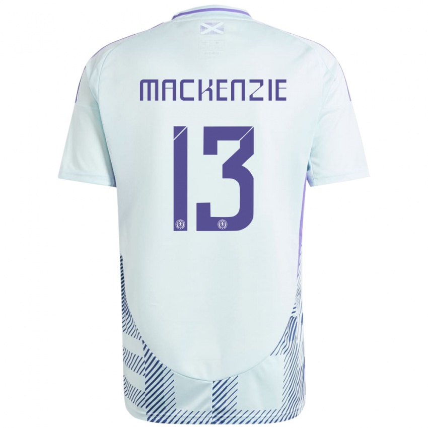 Herren Schottland Zander Mackenzie #13 Helles Mintblau Auswärtstrikot Trikot 24-26 T-Shirt