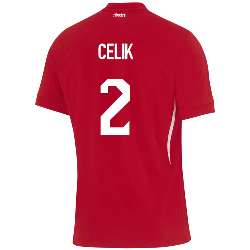 Herren Türkei Zeki Çelik #2 Rot Auswärtstrikot Trikot 24-26 T-Shirt
