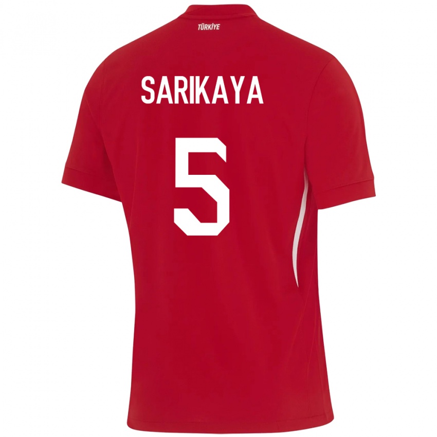 Herren Türkei Efe Sarıkaya #5 Rot Auswärtstrikot Trikot 24-26 T-Shirt