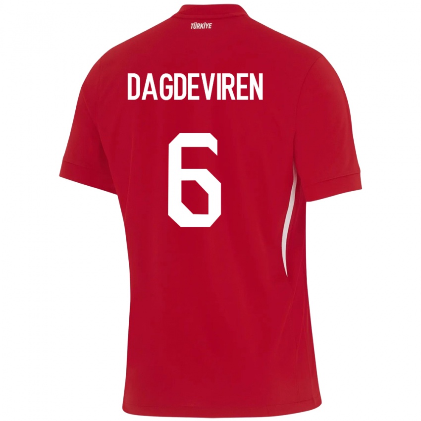 Herren Türkei Diren Dağdeviren #6 Rot Auswärtstrikot Trikot 24-26 T-Shirt