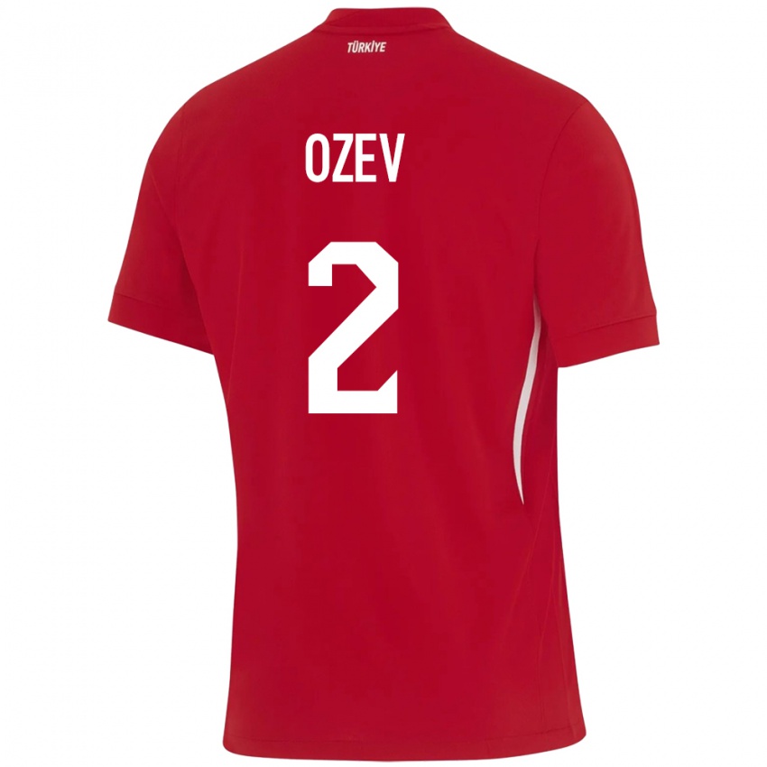 Herren Türkei Ümran Özev #2 Rot Auswärtstrikot Trikot 24-26 T-Shirt