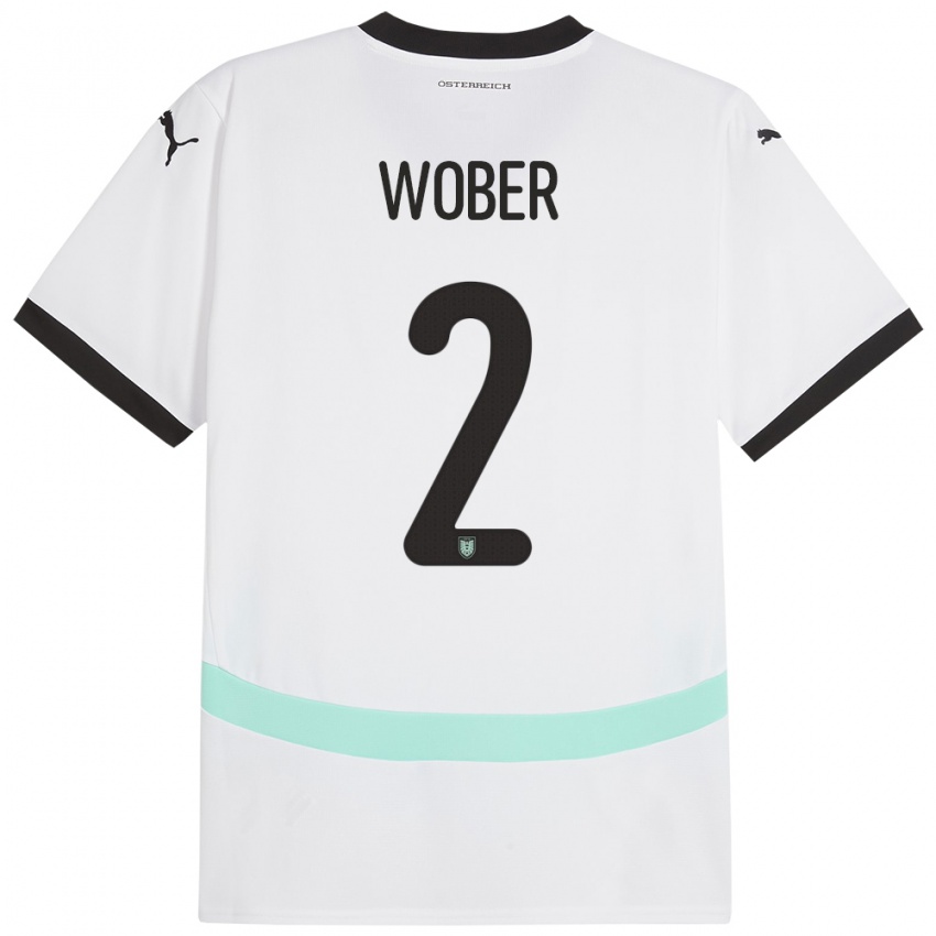 Herren Österreich Maximilian Wöber #2 Weiß Auswärtstrikot Trikot 24-26 T-Shirt