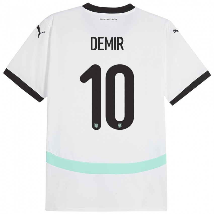 Herren Österreich Yusuf Demir #10 Weiß Auswärtstrikot Trikot 24-26 T-Shirt