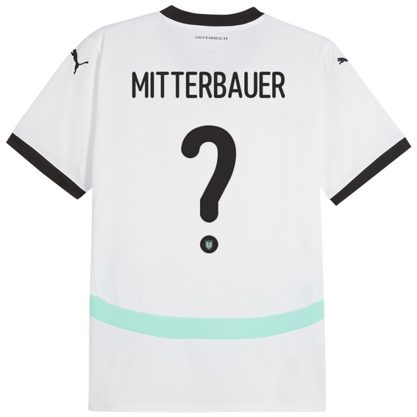 Herren Österreich Elias Mitterbauer #0 Weiß Auswärtstrikot Trikot 24-26 T-Shirt