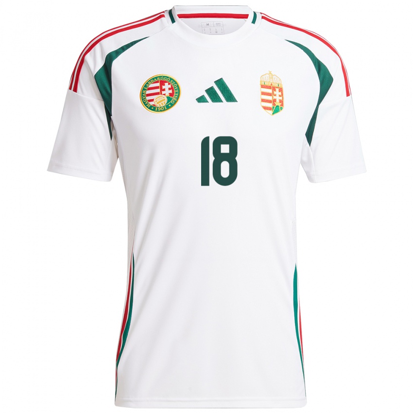 Herren Ungarn Laura Kovács #18 Weiß Auswärtstrikot Trikot 24-26 T-Shirt