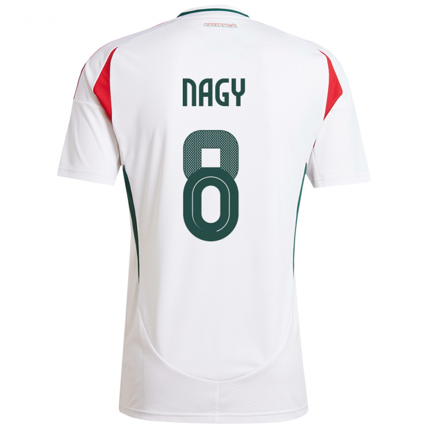 Herren Ungarn Ádám Nagy #8 Weiß Auswärtstrikot Trikot 24-26 T-Shirt