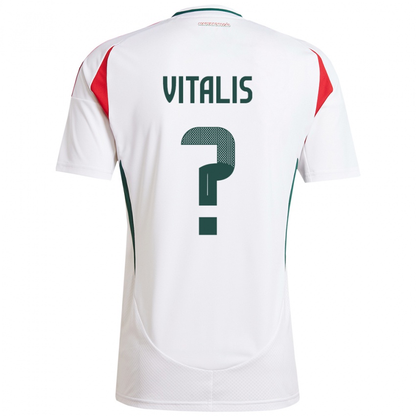 Herren Ungarn Milán Vitális #0 Weiß Auswärtstrikot Trikot 24-26 T-Shirt