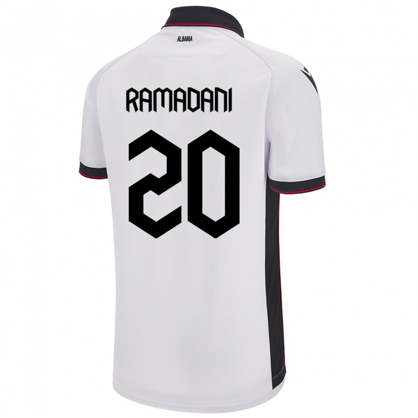 Herren Albanien Ylber Ramadani #20 Weiß Auswärtstrikot Trikot 24-26 T-Shirt