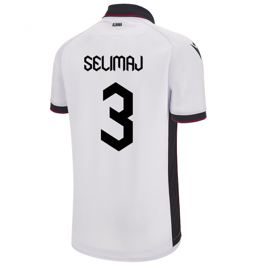 Herren Albanien Ermis Selimaj #3 Weiß Auswärtstrikot Trikot 24-26 T-Shirt