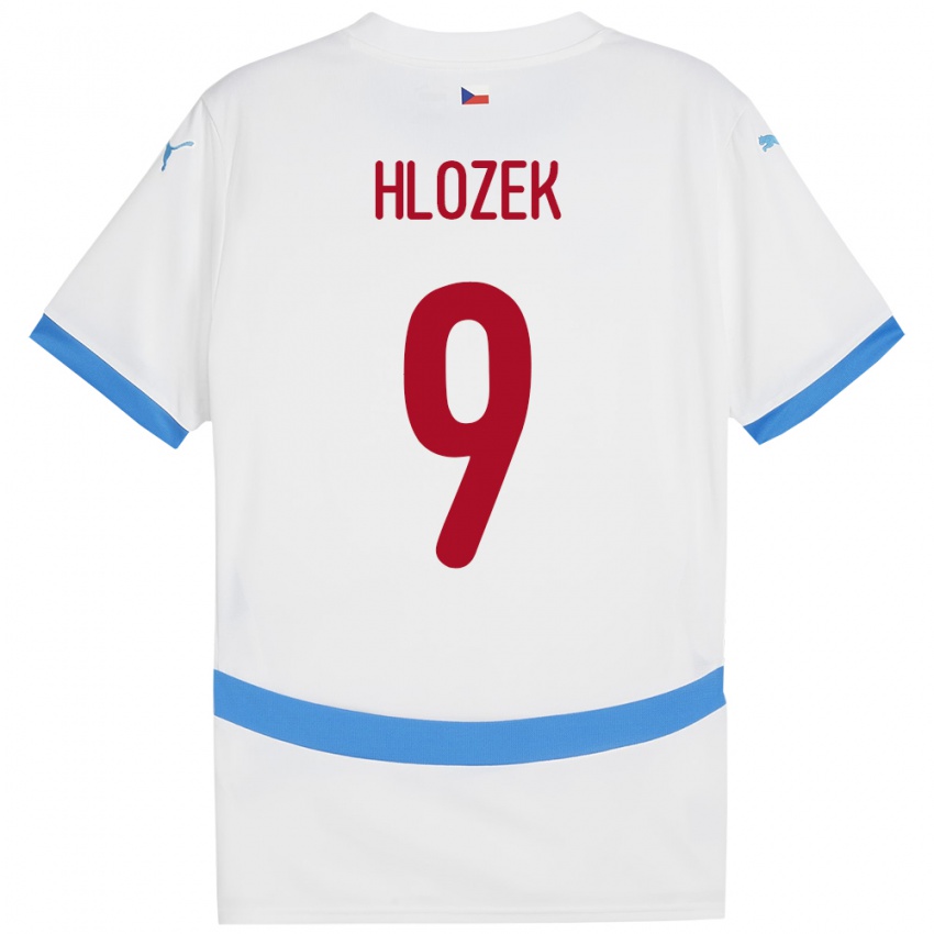 Herren Tschechien Adam Hlozek #9 Weiß Auswärtstrikot Trikot 24-26 T-Shirt